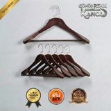 Faravis Atelier 5'li Lüks Ahşap Askı Seti Ceviz Gümüş Amerikan Kancalı Kalın Omuzlu Ceket Takım Gömlek ve Pantolon Askısı - Ceviz - Gümüş