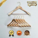 Faravis Atelier 5'li Lüks Ahşap Askı Seti Naturel Gold Amerikan Kancalı Kalın Omuzlu Ceket Takım Gömlek ve Pantolon Askısı - Natürel - Altın