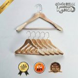 Faravis Atelier 5'li Lüks Ahşap Askı Seti Naturel Gümüş Amerikan Kancalı Kalın Omuzlu Ceket Takım Gömlek ve Pantolon Askısı - Natürel - Gümüş