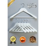 Faravis Atelier Ahşap Askı Kalın Omuzlu Takım Elbise Ceket Askısı 5 Adet Kaymaz Pantolon Çubuğu