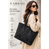 FARBAG Kadın SİYAH Kapitone Kumaş Büyük Omuz Çantası
