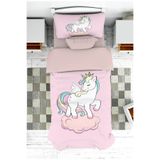 farbala Unicorn Tek Boynuzlu At Desen Kız Çocuk Yatak Örtüsü ve Yastık Kılıfı Pike