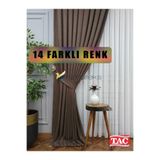 farbateks Kahverengi Fon Perde 1e3 Dökümlü Pileli Fon Perde