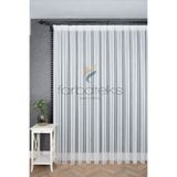 farbateks Modern İnce Çizgili Gold Parçacıklı Tül Perde Şık Dokuma Salon 2Kat Pileli Roma