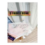 farbateks Vizon Bej Renk Fileli Tül Perde 2Kat Pileli Mutfak Tül Perde