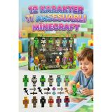 Farbu Oyuncak 23 Parça Minecraft Temalı Eklemleri Hareketli 12 Karakter Figürlü ve 11 Parça Aksesuarlı Oyun Seti - 23 Parçalı Minecraft Temalı Figürlü Aksesuarlı Oyun Seti