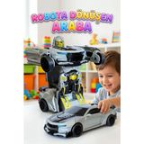 Farbu Oyuncak 2'si 1 Arada Robota Dönüşen Spor Araba - Gri Yarış Arabası Otomatik Dönüşüm Özellikli Oyuncak Robot - 15 cm