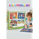 Farbu Oyuncak 4'ü 1 Arada Eğitici Puzzle Seti Eğlence Dolu 4'lü Puzzle Seti Farklı Görseller ile Sınırsız Heyecan