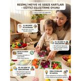 Farbu Oyuncak 50 Kartlı Resimli Meyve ve Sebze Eğitici Ingilizce Destekli Zeka Oyuncak Kart Oyunu - 1 Adet 50 Kartlı İngilizce ve Türkçe Meyve Sebze Eğitici Oyun Kartları