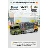 Farbu Oyuncak Asker Taşıyıcı 57 cm Tır 14 Parça Helikopter ve Zırhlı Araçlı Dorseli Eğitici Oyuncak Araç Seti - 57 x 17 cm