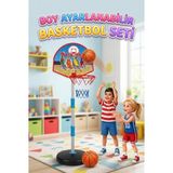 Farbu Oyuncak Ayaklı Oyuncak Basketbol Seti Çocuk Basketbol Potası Boy Ayarlanabilir 3 Farklı Boy Seçeneği - Çok Renkli