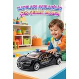 Farbu Oyuncak Bugati Ciron Tasarımlı Süper Sport Siyah Polis Arabası Kapıları Açılabilir Model Araba