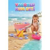 Farbu Oyuncak Çekçek Vagonlu Kum Seti - Plajda Eğlenceye Hazır Ol 6 Parça Eğitici Renkli Kum Oyun Seti - Pembe - 3+ Yaş
