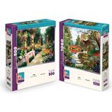 Farbu Oyuncak Çiçekli Göl ve Botanik Bahçesi Ikili Set - 1000 + 500 Parça Ikili Puzzle Seti