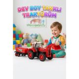 Farbu Oyuncak Dev Boy Oyuncak Traktör ve Su Tankeri Seti Hareketli Kepçeli Eğitici Oyuncak 80 cm Mega Traktör
