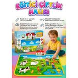 Farbu Oyuncak Eğitici Çiftlik Halısı - Sesli ve Işıklı Dokunmatik Bebek Aktivite Oyun Matı 48X60 cm - Çok Renkli