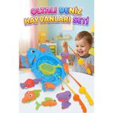 Farbu Oyuncak Eğlenceli Ejderha Banyosu 10+ Parça Balık Tutma Oyun Seti Renkli Hayvan Figürlü ve Oltalı Oyun Seti