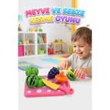 Farbu Oyuncak El Becerisi Geliştiren Kesilebilir 12 Parça Meyve Sebze Oyuncak Seti - Eğitici Evcilik Oyunu - Çok Renkli