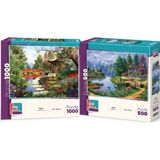 Farbu Oyuncak Eski Dünya Haritası ve Güne Merhaba Ikili Set - 1000 + 500 Parça Ikili Puzzle Seti