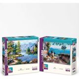 Farbu Oyuncak Göl Kıyısında ve Limana Karşı Ikili Set - 1000 + 500 Parça Ikili Puzzle Seti