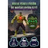 Farbu Oyuncak Hulk Figür 19 cm ve Işıklı Maske Seti Oyuncak Seti Figür ve Çocuk Maskesi 2'li Oyuncak Seti
