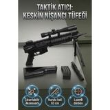 Farbu Oyuncak Keskin Nişancı Tüfeği – Kurulu 83 cm Lazerli ve Aksesuarlı Oyuncak Tüfek (Boncuk Mevcut Değildir) - Boncuk Atan Lazer Tüfek