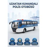 Farbu Oyuncak LED Farlı 4 Fonksiyonlu Uzaktan Kumandalı 1:30 Ölçekli Gerçekçi Tasarımlı Oyuncak Polis Otobüsü - Renkli