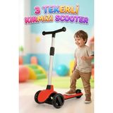 Farbu Oyuncak LED Işıklı Silikon 3 Tekerli Katlanabilir Yükseklik Ayarlı 50KG Taşıma Kapasiteli Çocuk Scooter - Kırmızı - Led Işıklı Silikon 3 Tekerli 50kg Taşıma Kapasiteli Scooter