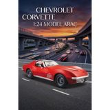Farbu Oyuncak Maisto Lisanslı Metal 1970 Corvette 1:24 Ölçekli Kaputu ve Kapısı Açılabilir Oyuncak Model Araba - Kırmızı