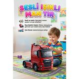 Farbu Oyuncak MAN Tır Oyuncak Kırmızı Çek Bırak Sesli ve Işıklı Devrilebilir Kabinli Gerçekçi Çekici 12cm