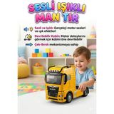 Farbu Oyuncak MAN Tır Oyuncak Sarı Çek Bırak Sesli ve Işıklı Devrilebilir Kabinli Gerçekçi Çekici 12cm