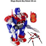 Farbu Oyuncak Mega Büyük Oyuncak Uzaktan Kumandalı Sünger Atan Işıklı Sesli Transformers Dev Robot Optimus - Mavi