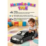 Farbu Oyuncak Mercedes-Benz 190E! Işıklı Sesli Metal 1:36 Çek-Bırak Mekanizmalı Kapıları Açılabilir Oyuncak Araba - Siyah