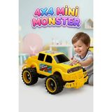 Farbu Oyuncak Mini Canavar Kamyon! Büyük Tekerlekli Renkli Dev 4x4 Eğlenceli Off-Road Oyuncak Arazi Kamyonu - Sarı