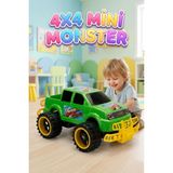 Farbu Oyuncak Mini Canavar Kamyon! Büyük Tekerlekli Renkli Dev 4x4 Eğlenceli Off-Road Oyuncak Arazi Kamyonu - Yeşil
