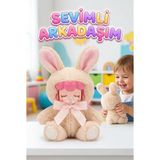 Farbu Oyuncak Nansi Peluş Figür Bebek - Çocuklar Için Tavşan Kostümlü Emzikli 17 cm Uyku Arkadaşı Oyuncak Bebek - Krem