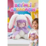 Farbu Oyuncak Nansi Yumuşak Peluş Figür Bebek - Tavşan Kostümlü Emzikli 17 cm Uyku Arkadaşı Oyuncak Bebek - Beyaz