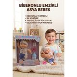 Farbu Oyuncak Oyun Arkadaşım Asya Bebek! 4 Parçalı Biberonlu Emzikli Hayvan Figürlü 18CM Eğitici Oyuncak Bebek - Çok Renkli