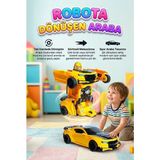 Farbu Oyuncak Robota Dönüşen Araba - Tek Hamlede Otomatik Dönüşüm, Sürtmeli Mekanizma Sarı Spor Araba Robot Oyuncak - 15 cm