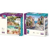 Farbu Oyuncak Sahil Sokak ve Güne Merhaba Ikili Set - 1000 + 500 Parça Ikili Puzzle Seti