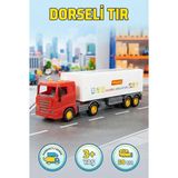 Farbu Oyuncak Sesli ve Işıklı 50 cm Kırmızı Haraketli Dorseli Büyük Fonksiyonel Oyuncak Kamyon - Çok Renkli