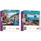 Farbu Oyuncak Sessiz Liman ve Limana Karşı Ikili Set - 1000 + 500 Parça Ikili Puzzle Seti