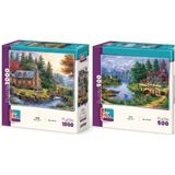Farbu Oyuncak Tahta Köprü ve Kuğu Gölü Ikili Set - 1000 + 500 Parça Ikili Puzzle Seti