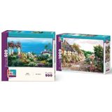 Farbu Oyuncak Taş Sokak ve Sahil Köyü Ikili Set - 1000 + 500 Parça Ikili Puzzle Seti