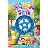 Farbu Oyuncak Yıldızlı Dev Baloncuk Seti! 3 Parçalı Özel Köpük Suyu Solüsyonlu 35,5cm Eğlenceli Köpük Oyun Seti - Mavi