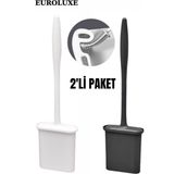 Farchel 2'li Siyah- Beyaz Renk Silikon Tuvalet Fırçası Set Bükülebilir Pratik Silikon Fırça Wc Klozet Fırçası