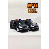 farddad Polis Araba | 2li Metal Çek Bırak - Işıklı Ve Sesli Polis Oyuncak Araba 12CM