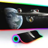 Fare Altlığı Uzay Ekstra Atmosferik Dünya Uzay Gemisi Büyük LED Fare Altlığı RGB Fare Altlığı Kilit Kenar Klavye Oyun Arkadan Aydınlatmalı PC Oyun Masası Matı 35,4 x 15,7 inç