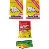 Fare Sıçan Ilaçlama Seti/ramorin Zehirli Buğday 2 Adet/away Pasta/tibtrap Fare Yapışkanı