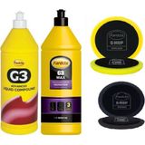 Farecla G3 Pasta 1lt + G3 Wax Cila 1 Lt + Cırtlı Sarı-Siyah Pasta Cila Süngeri